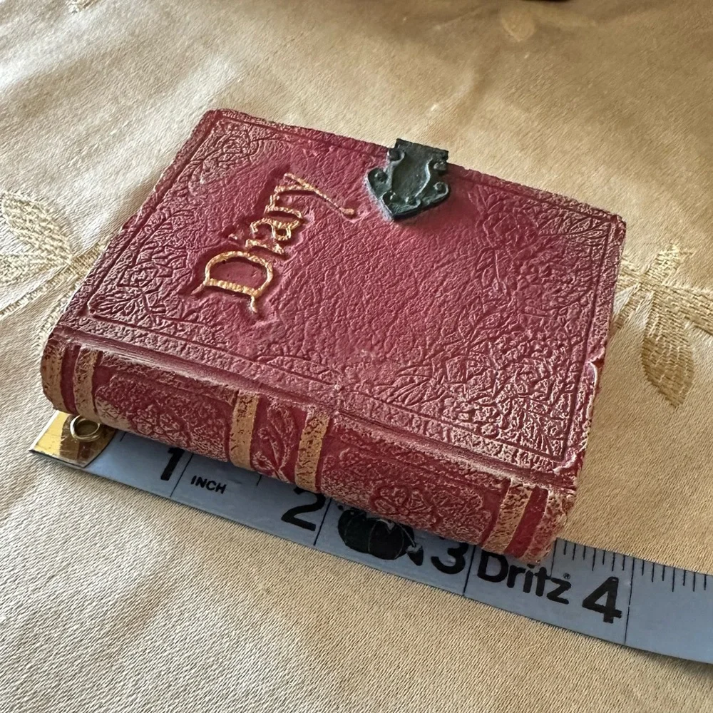 Vintage Small Resin Red Faux Diary / Journal / Book w/ Great Detail.